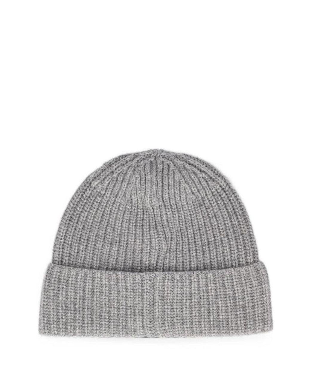 Stone Island Gray Knitted Beanie Cap for men
