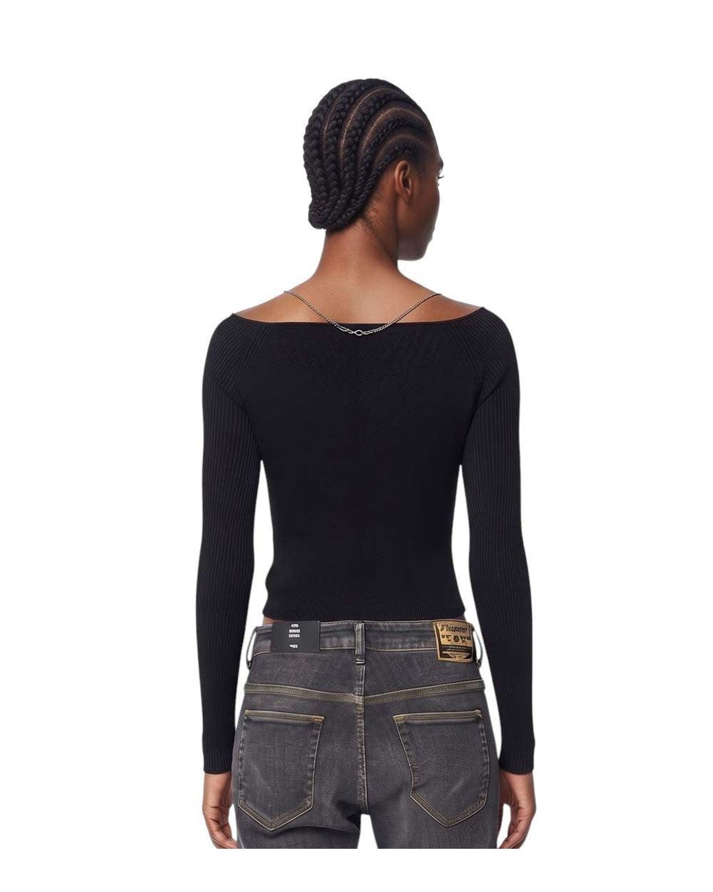DIESEL Black Knitted Off Shoulder Sweater