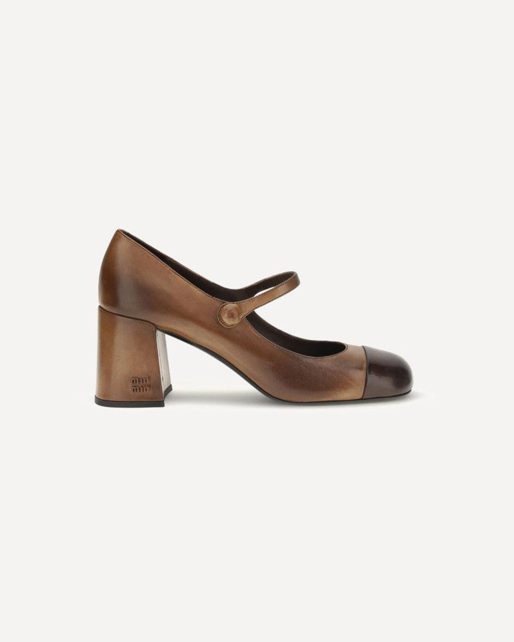 Miu Miu Brown Color Block Jane Pumps