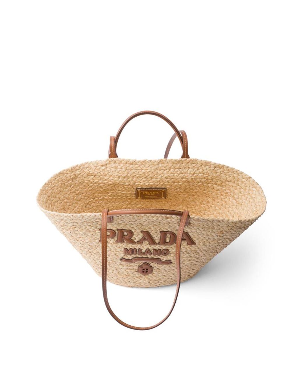 Prada Pink Natural Logo-Appliqué Tote