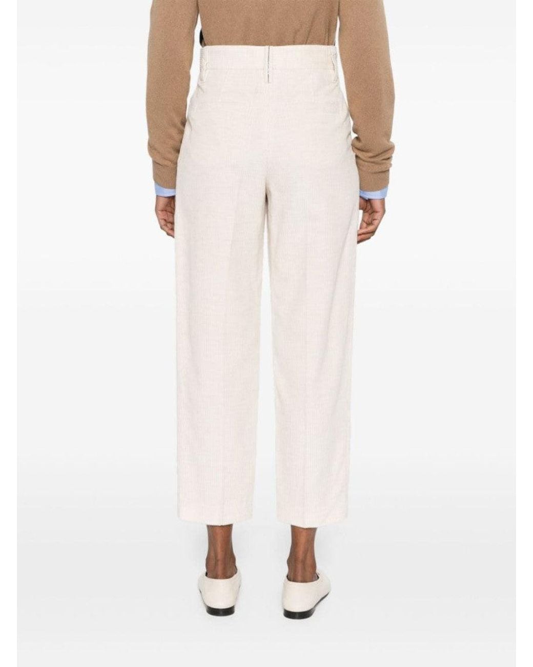 Brunello Cucinelli White Light Cotton Blend Trousers