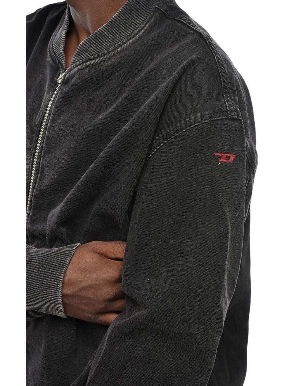 DIESEL Black Oversized Bomber Jacket for men