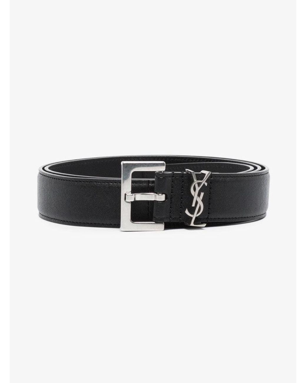 Saint Laurent Black Logo Buckle Belt for men