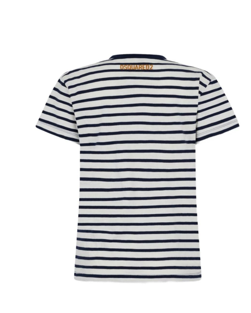 DSquared² Blue Crew Neck Stripes T-Shirt