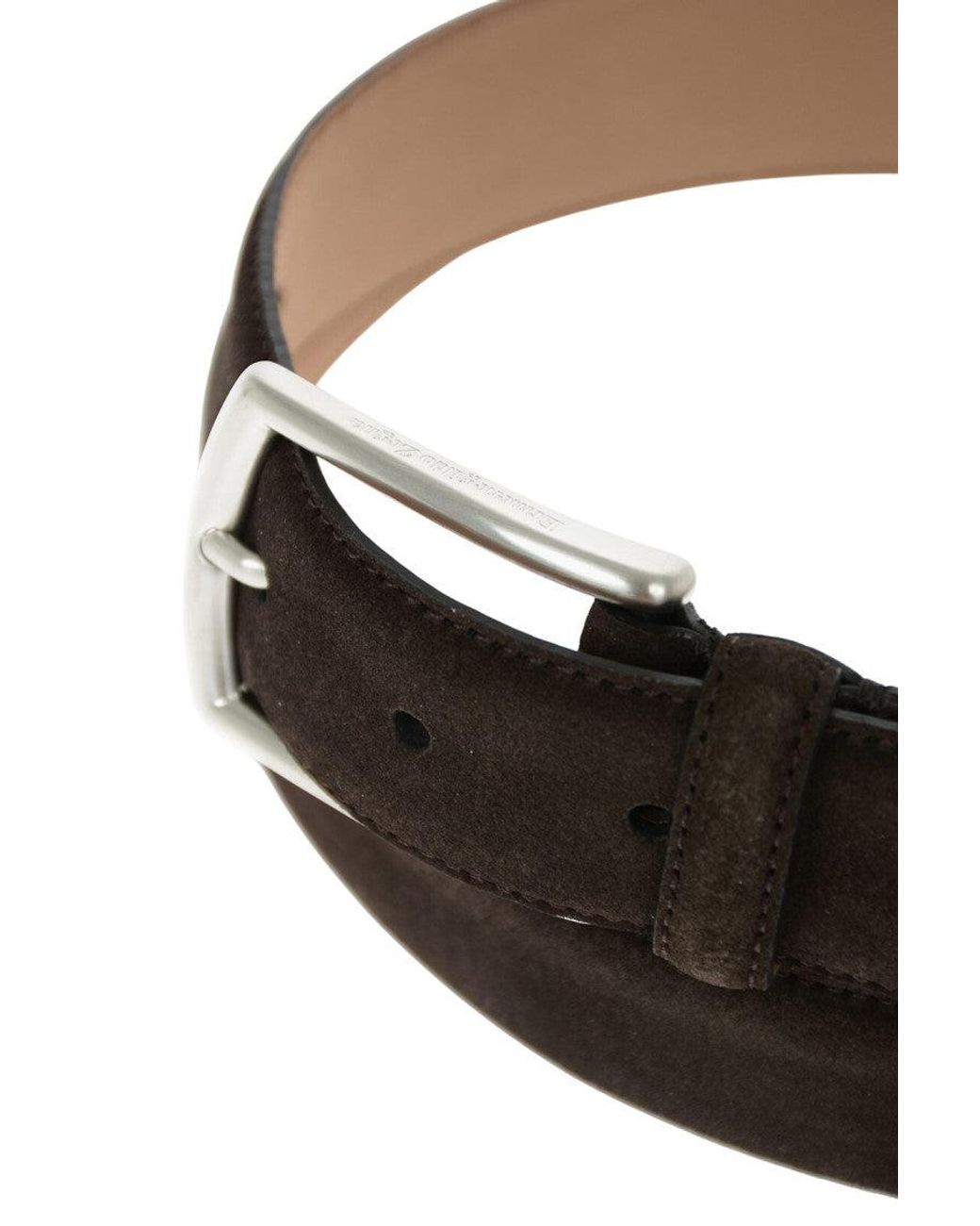 Zegna Brown Carryover Solid Formal Belt for men