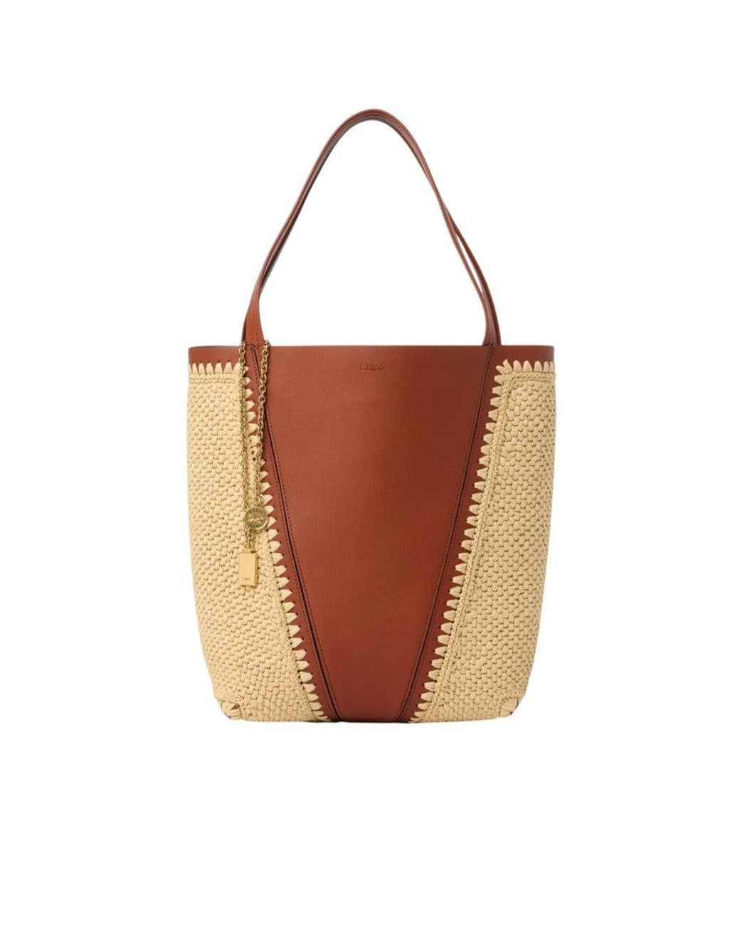 Chloé Brown Natural Spin Medium Tote