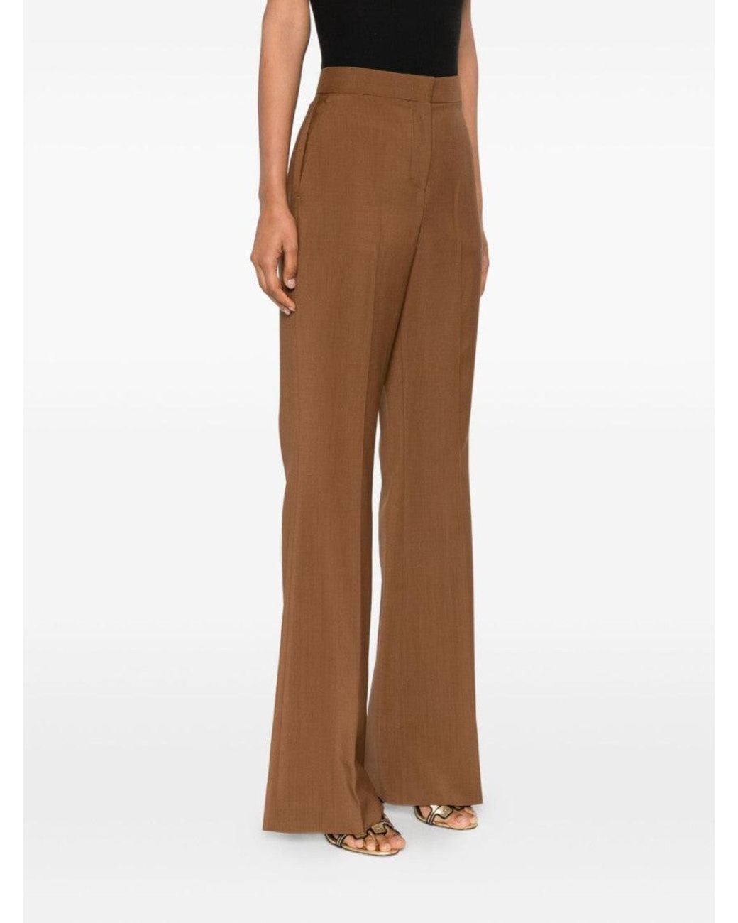 Fendi Brown Wool Flared Trousers
