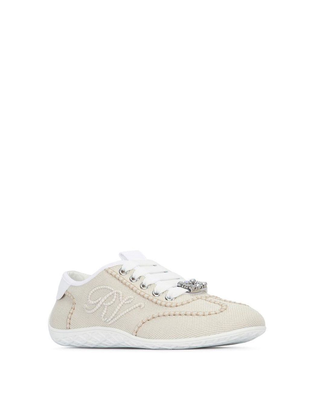 Roger Vivier White Multi Color Leather Sneakers