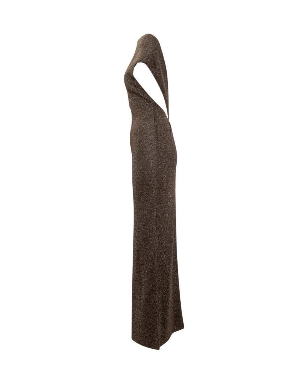 Max Mara Brown Textured Boat Neck Maxi Dress