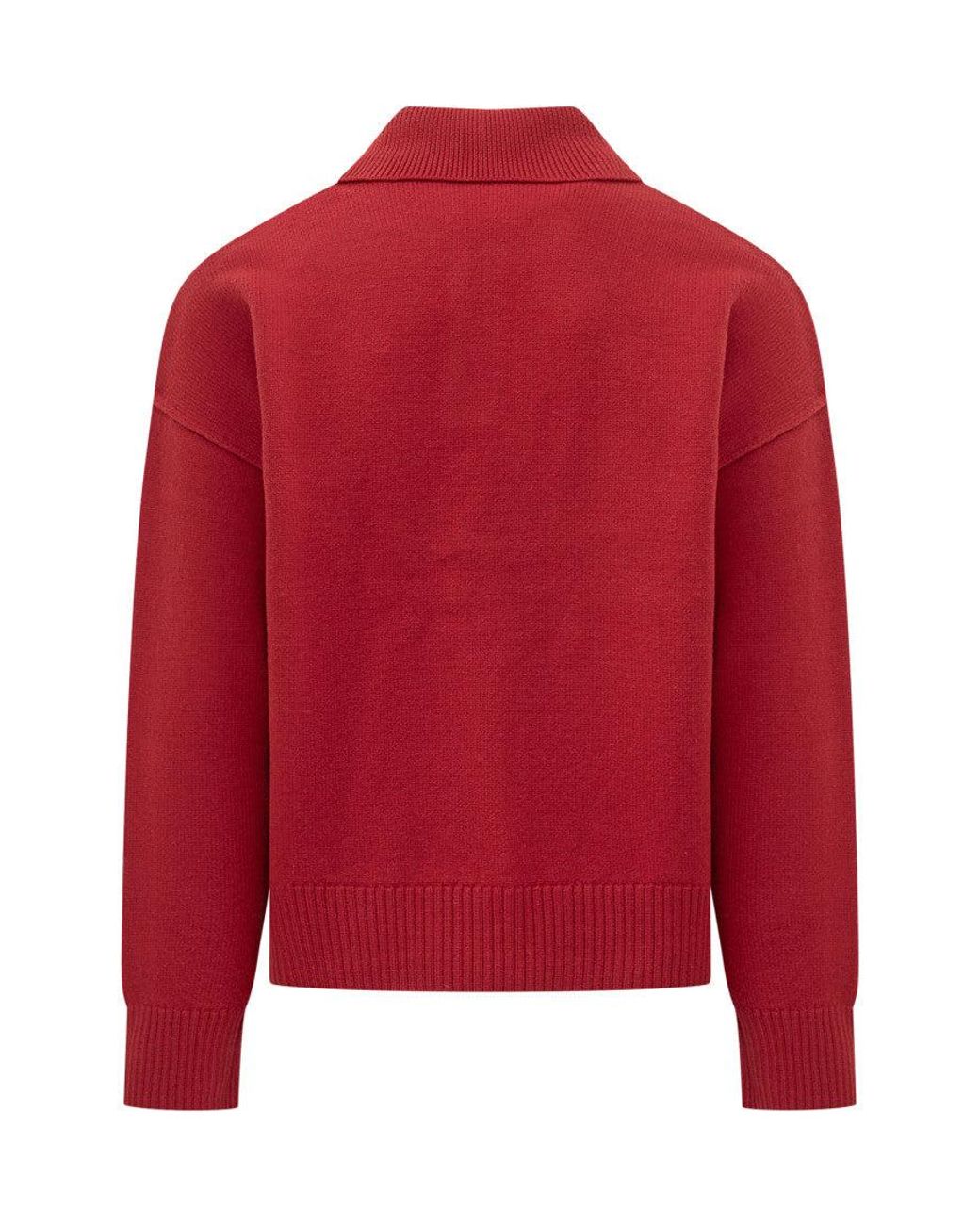 AMI Red Shirt Collar Logo Polo for men