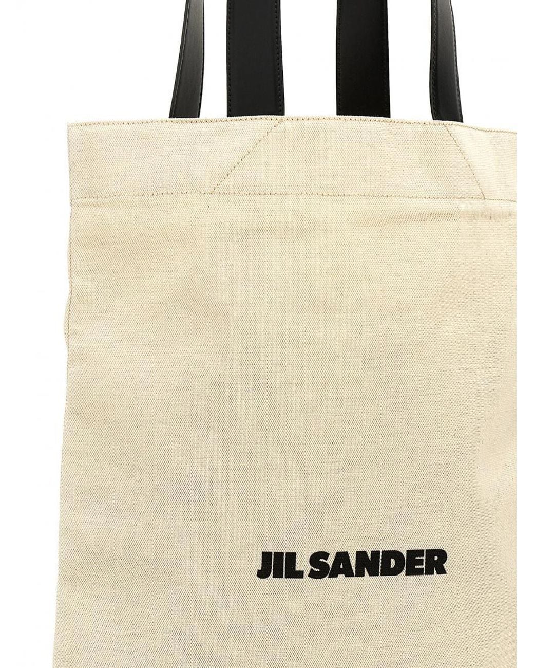 Jil Sander Natural Blackwhite Flat Shopper Large Shopping Bag