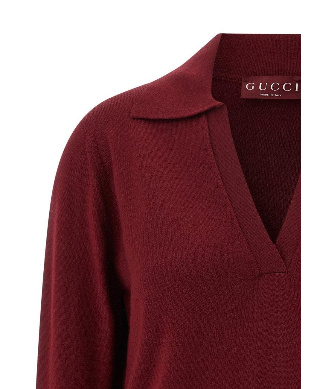 Gucci Red Logo Shirt Collar Polo