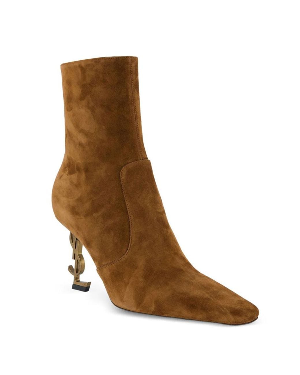 Saint Laurent Brown Suede Cassandre Boots