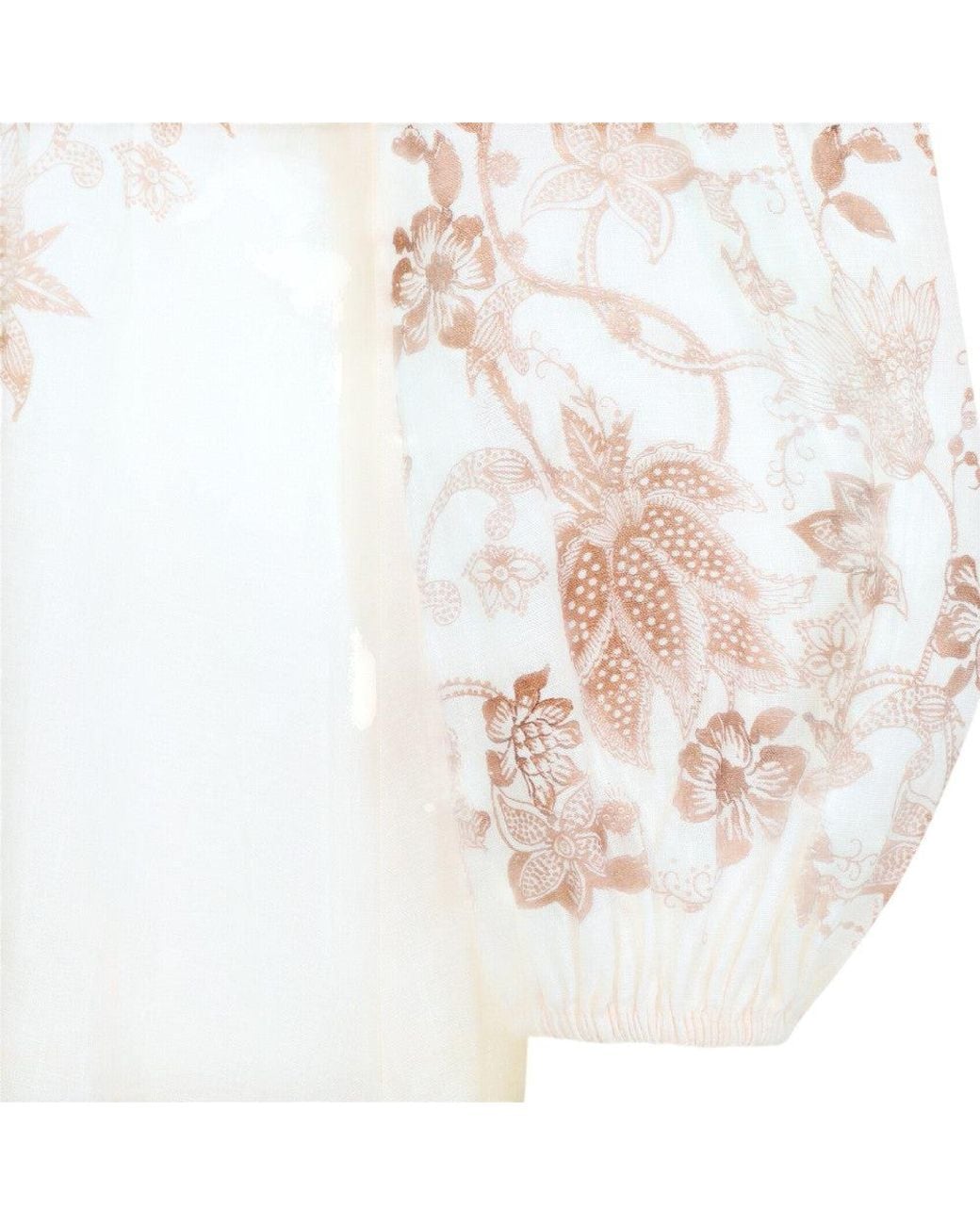 Zimmermann Natural Floral V Neck Midi Dress