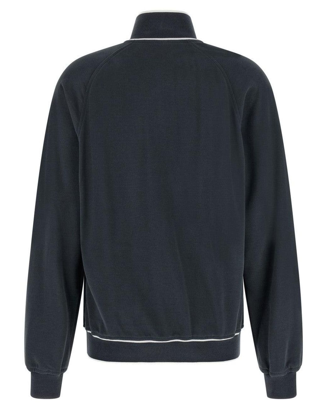 Brunello Cucinelli Black Logo Mock Collar Sweatshirt