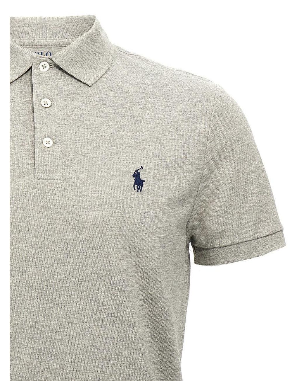 Polo Ralph Lauren Gray Logo Embroidery Polo Shirt for men