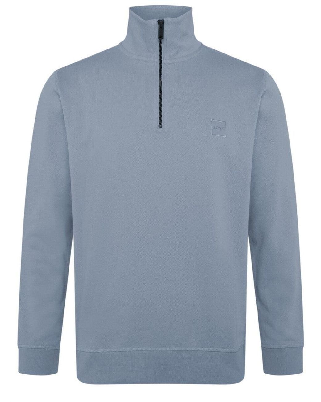 Boss Blue Light Half Zip Sweatshirt for men