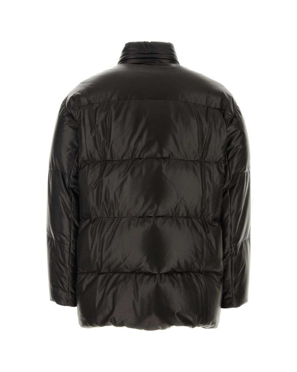 Prada Black Logo Patch Puffer Jacket for men