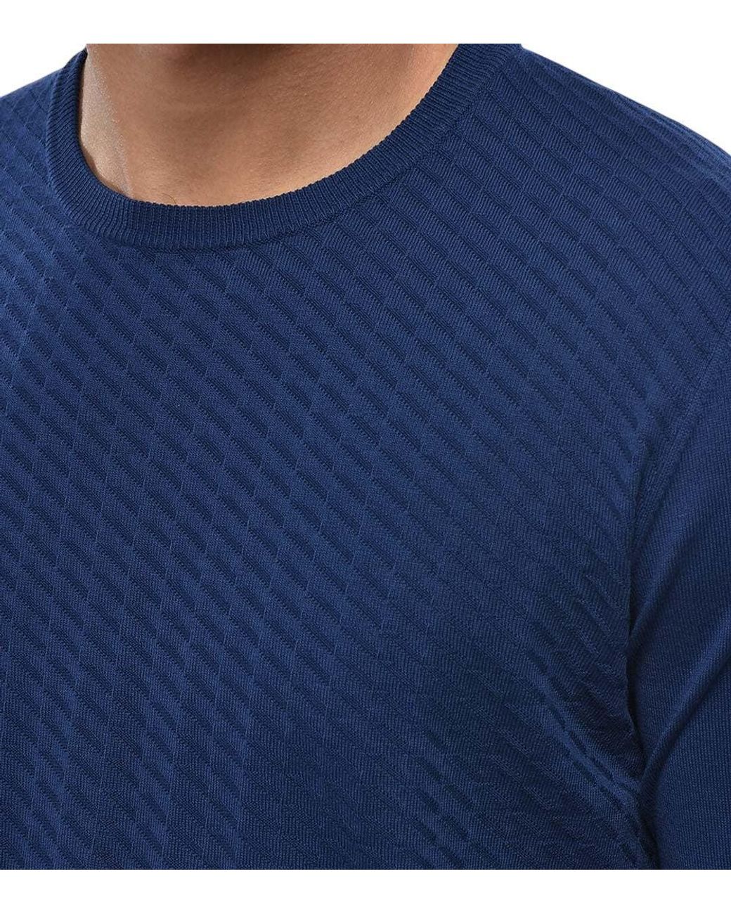 Corneliani Blue Textured Sweatshirt for men