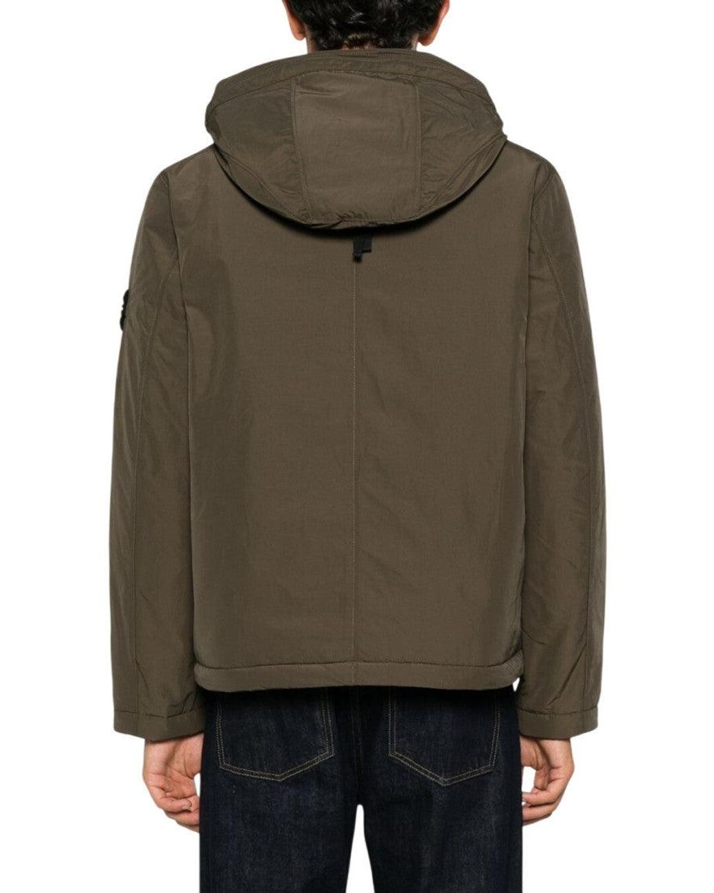 Stone Island Green Logo Hood Jacket for men