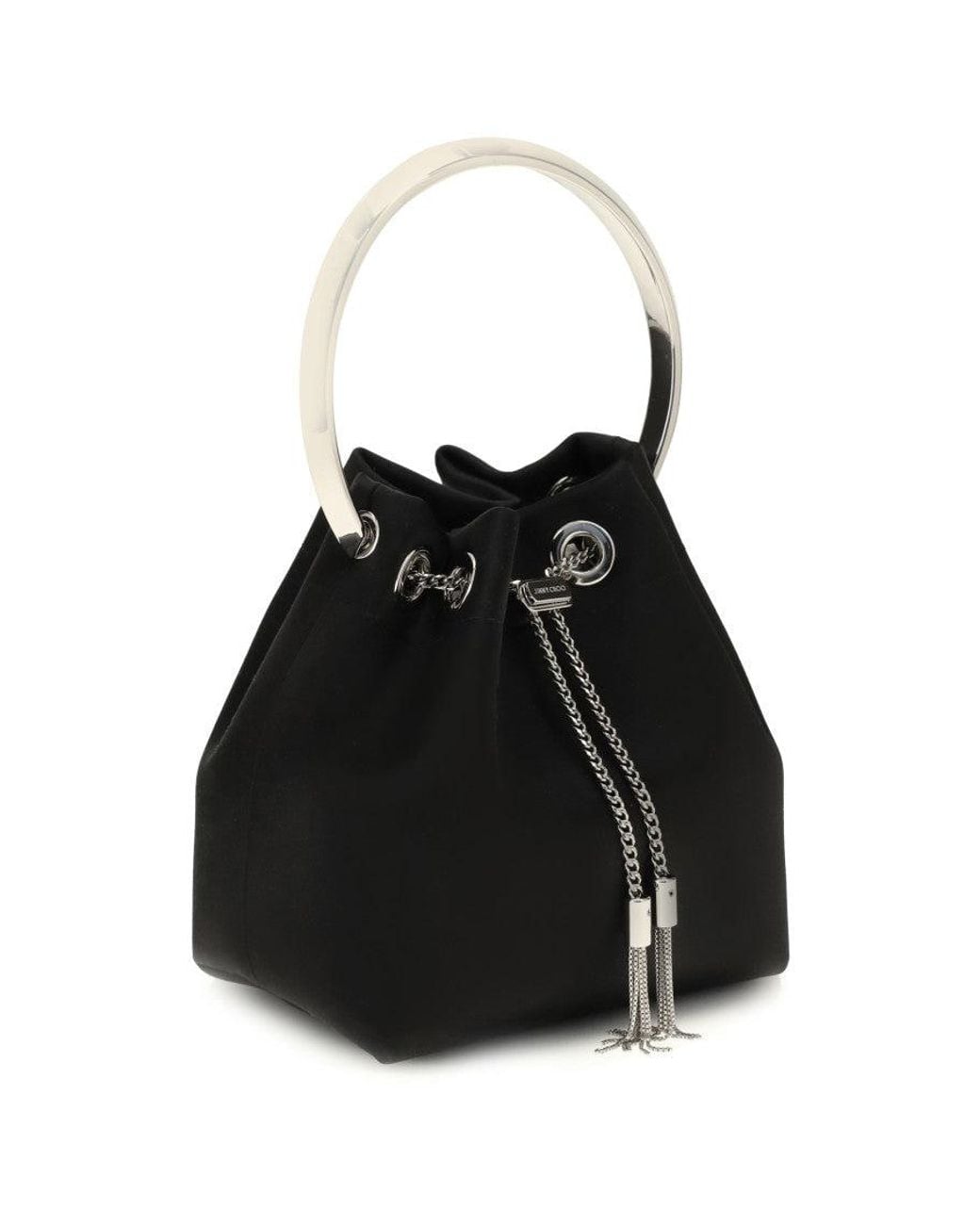 Jimmy Choo Black Bon Bon Micro Bucket Bag