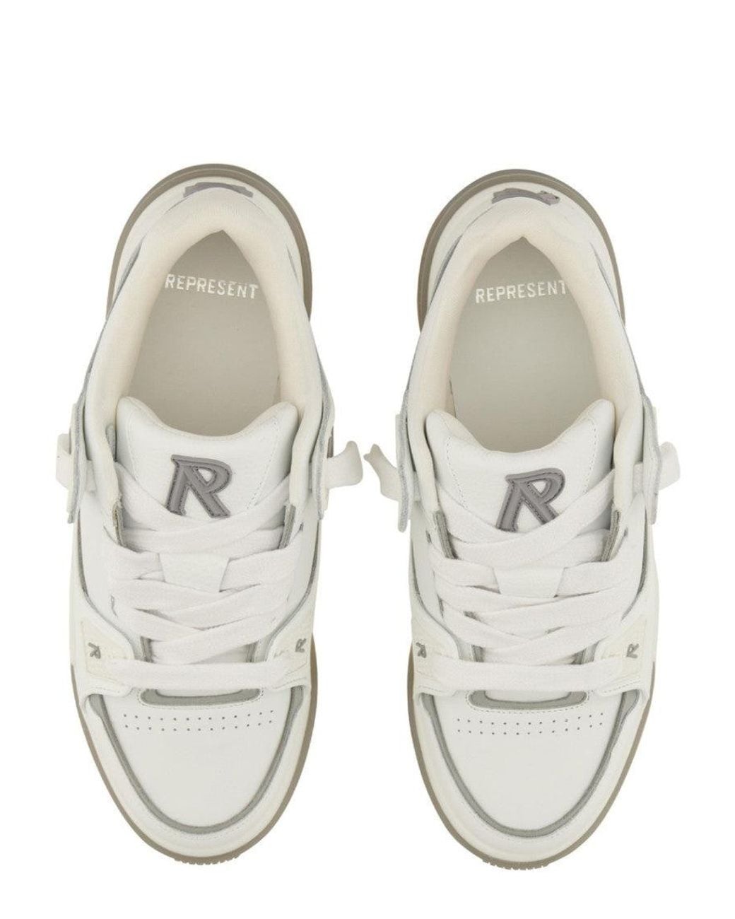 Represent White Solid Studio Sneakers for men