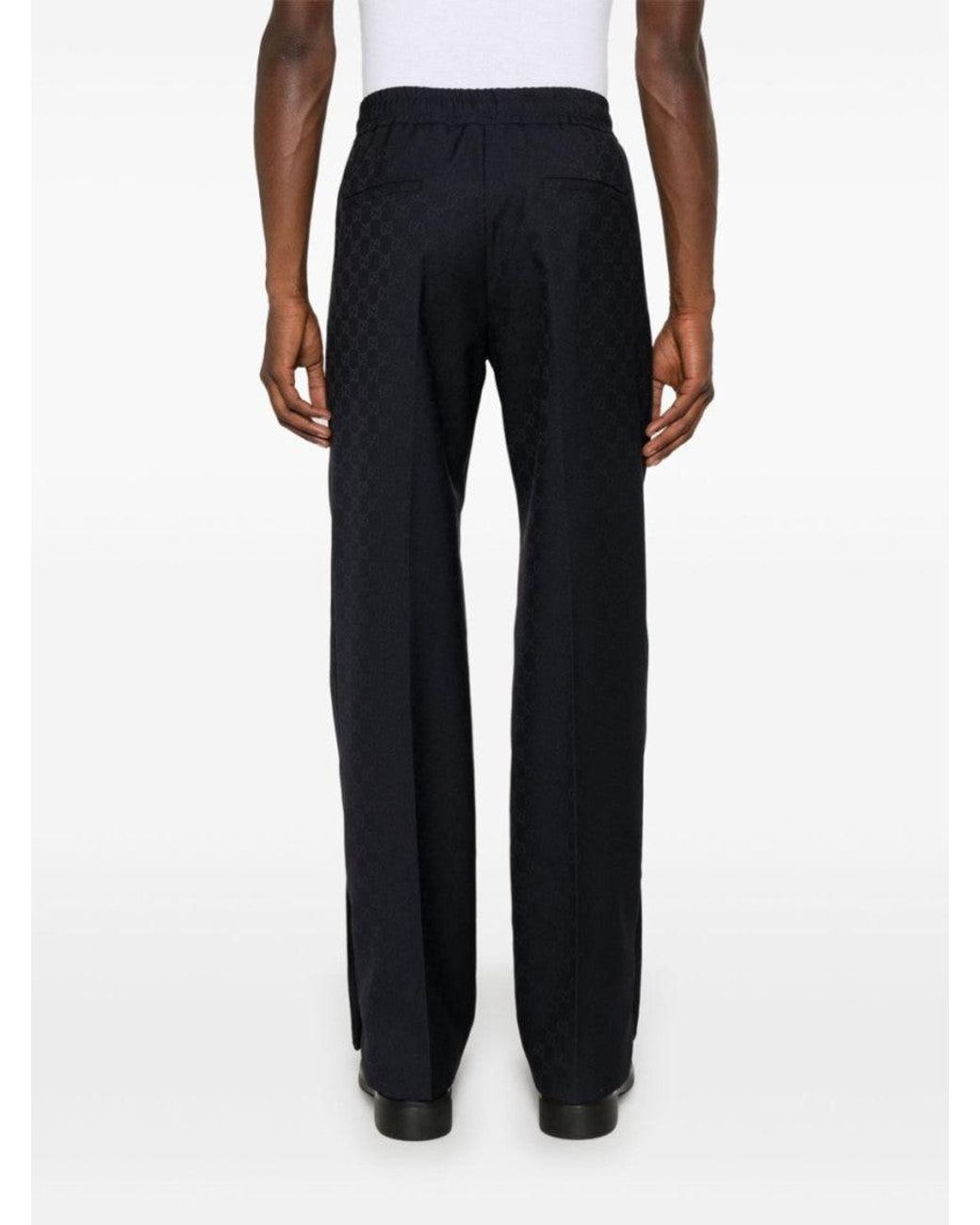 Gucci Blue Jacquard Drawstring Tapered Trousers for men