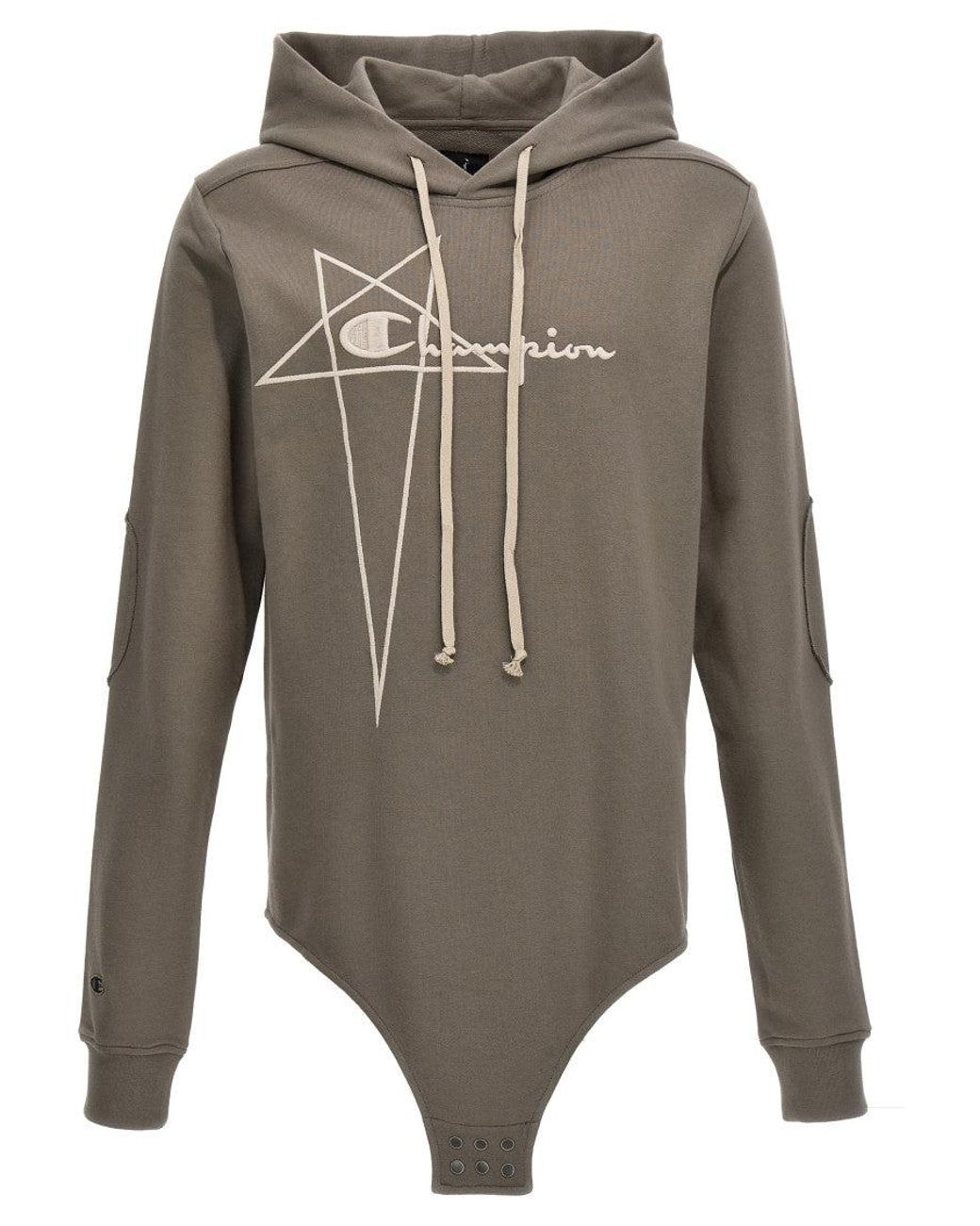 Rick Owens Gray Champion X Hooded Bodysuit for men