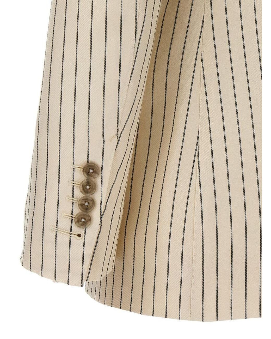 Tom Ford Natural Striped Double-Breasted Blazer