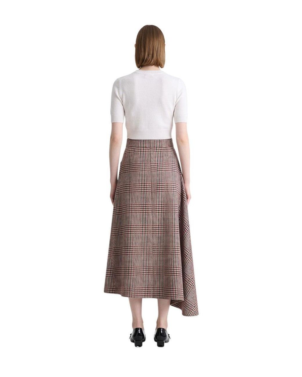 Patou Brown Plaid Midi Skirt
