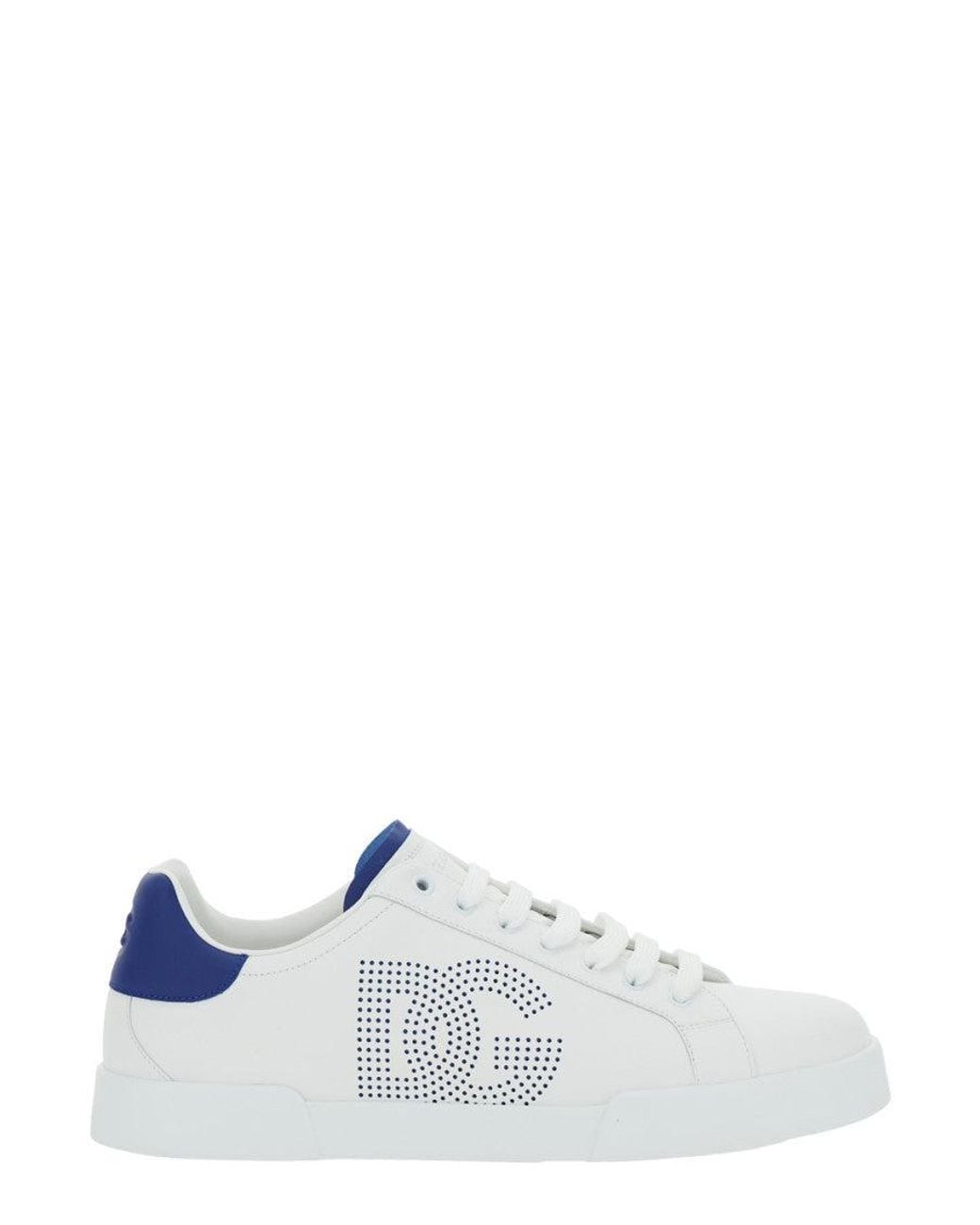Dolce & Gabbana White Perforated Portofino Light Sneakers for men