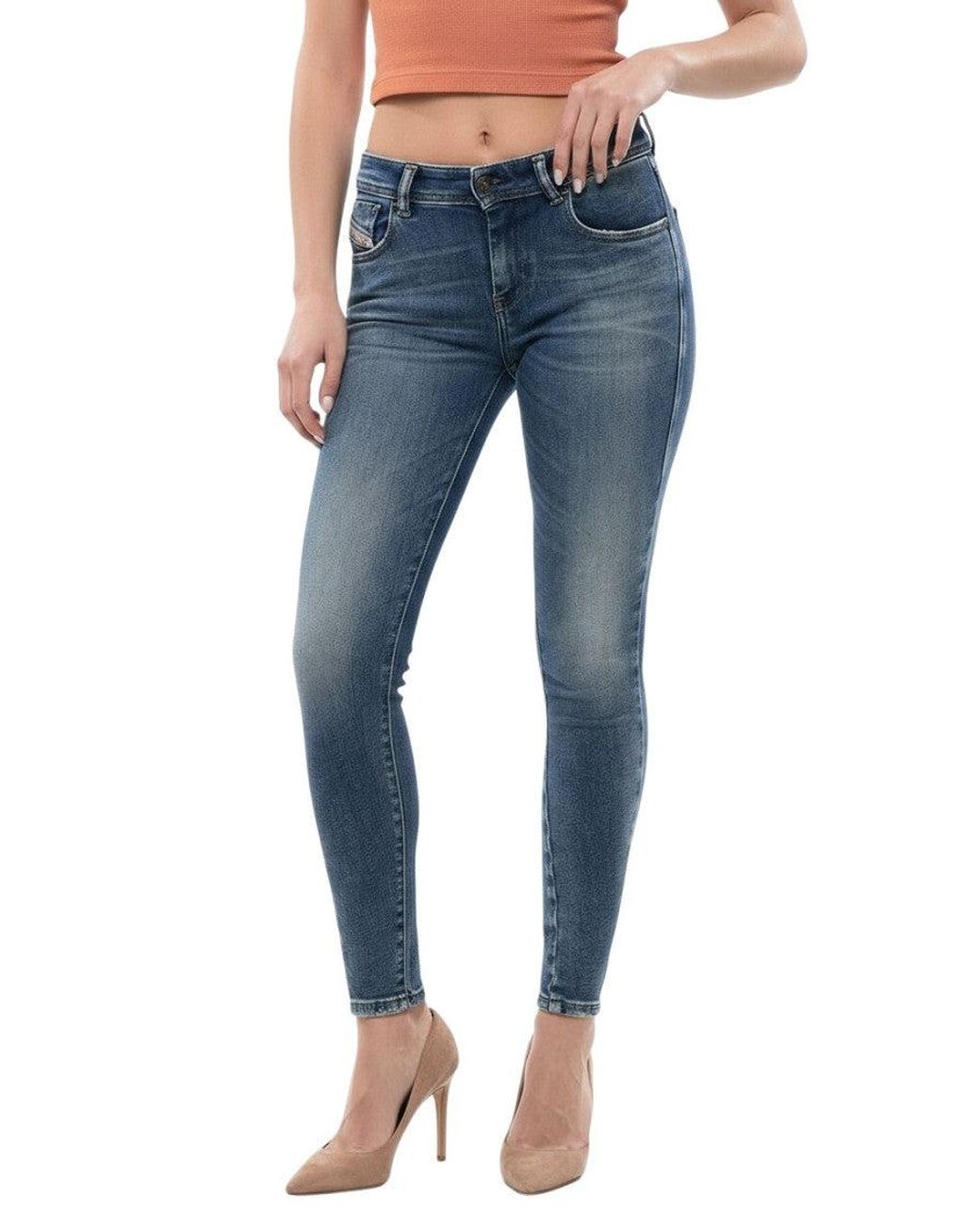 DIESEL Blue Skinny Mid Rise Jeans