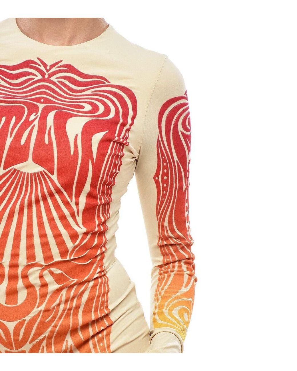 Stella McCartney Orange Graphic Round Neck Mini Dress