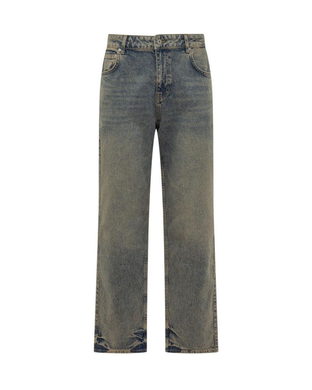 Represent Gray Straight Mid Rise Jeans for men