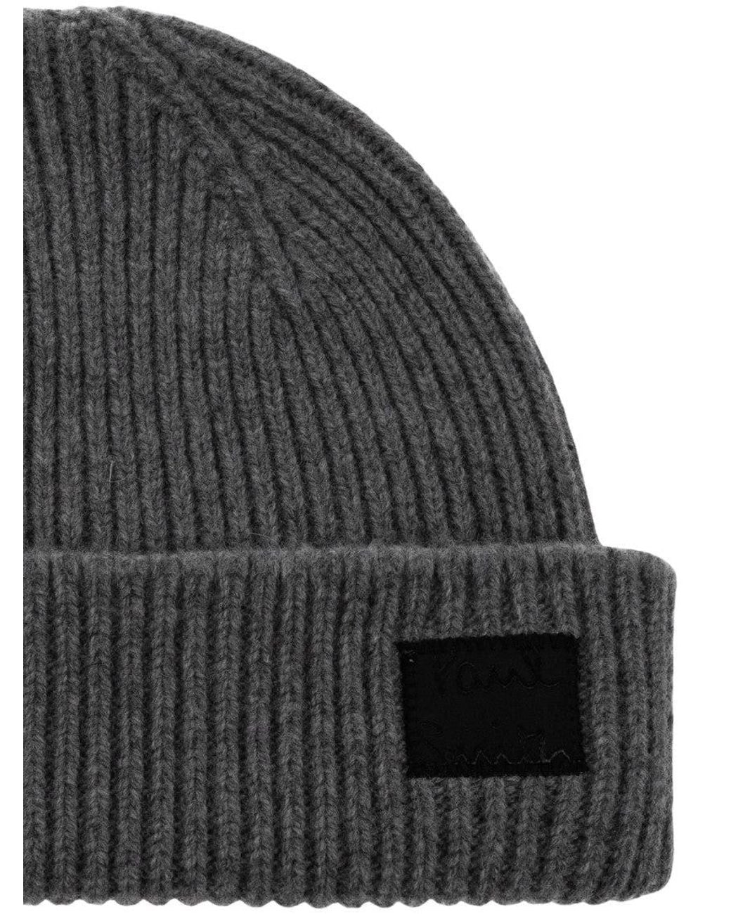 Paul Smith Black Knitted Beanie Cap for men