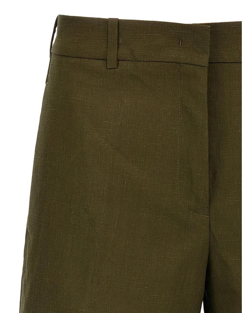 Jil Sander Green Linen Bermuda Shorts