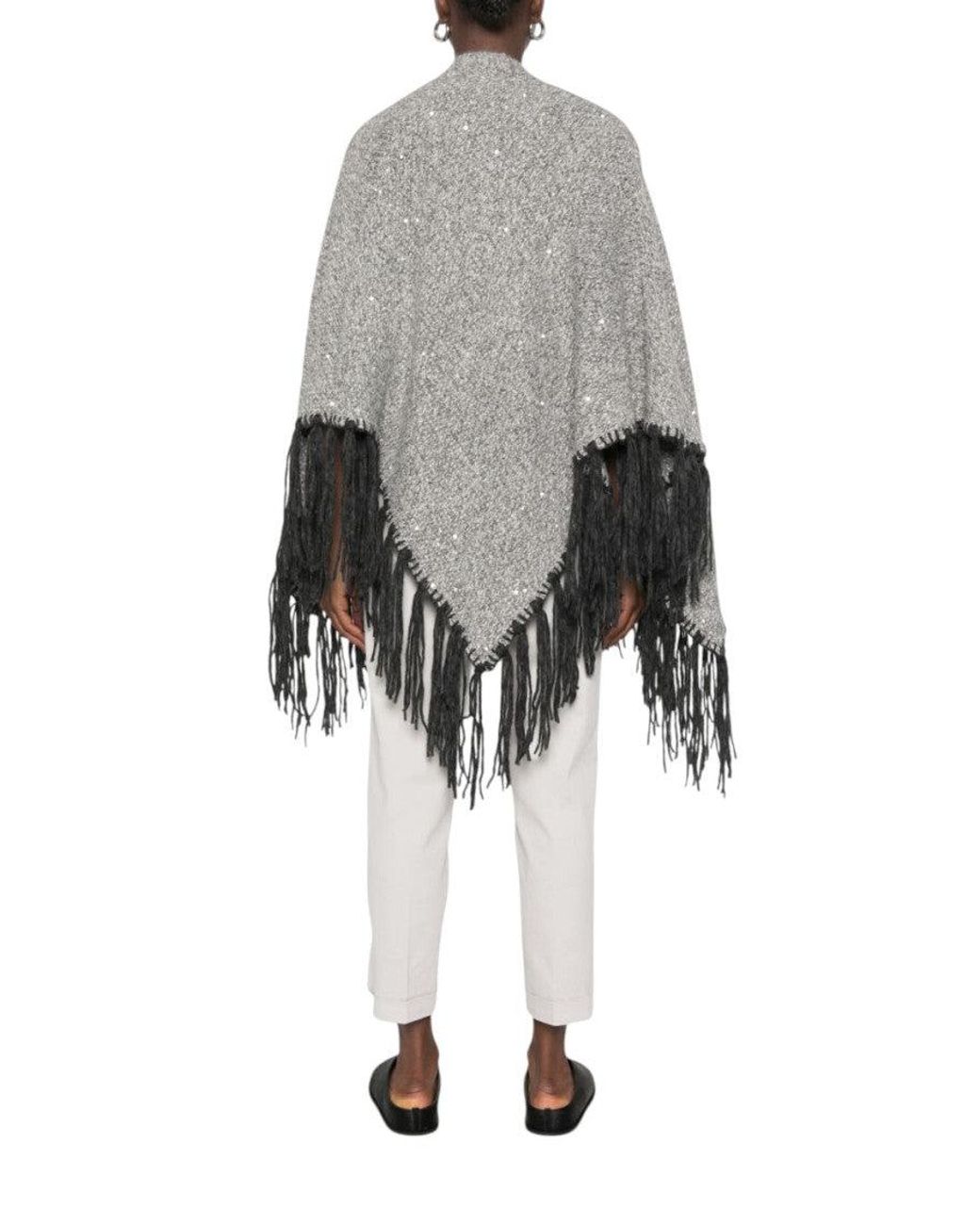 Peserico Gray Textured Mock Collar Sweater