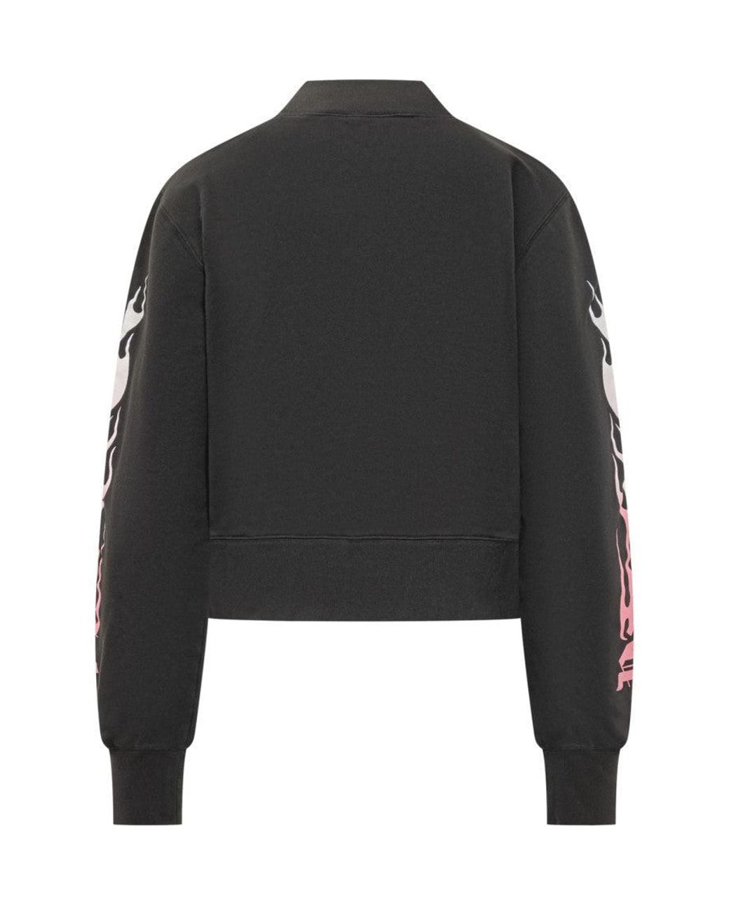 Palm Angels Black Graphic Mock Collar Sweater