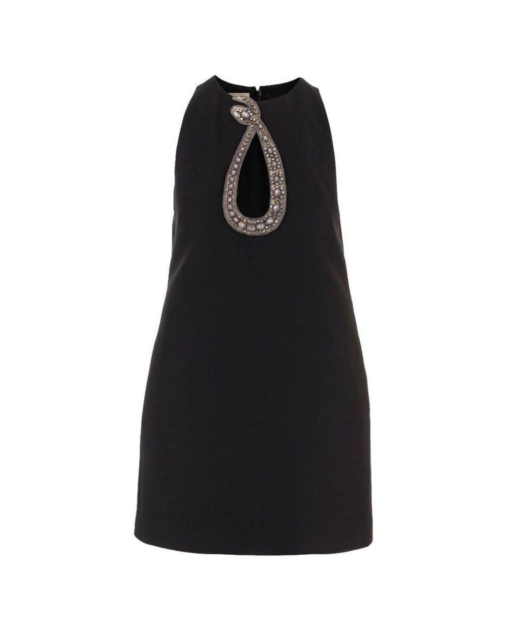 Valentino Black Embellished Round Neck Mini Dress