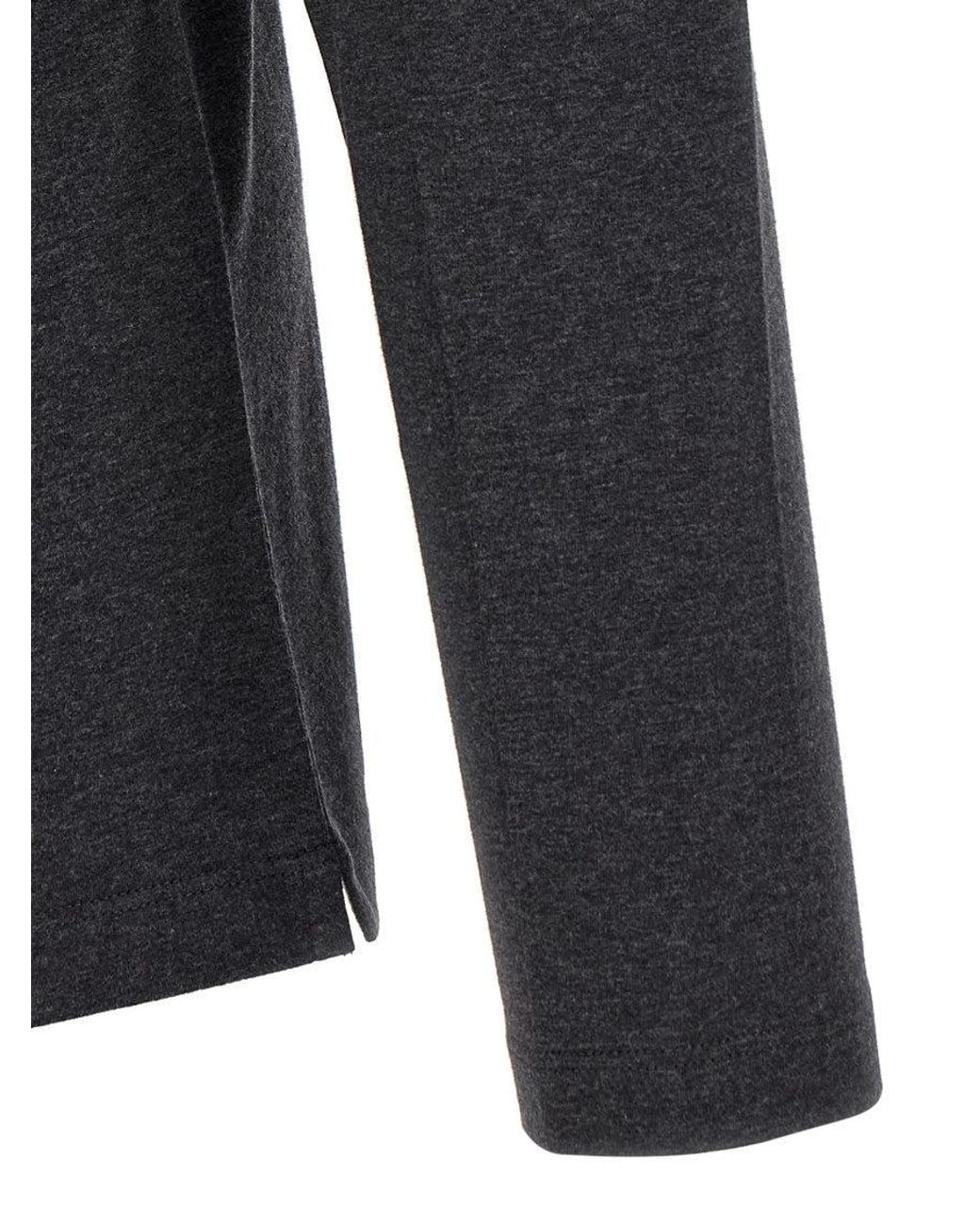 Brunello Cucinelli Black Solid Mock Collar T-Shirt for men