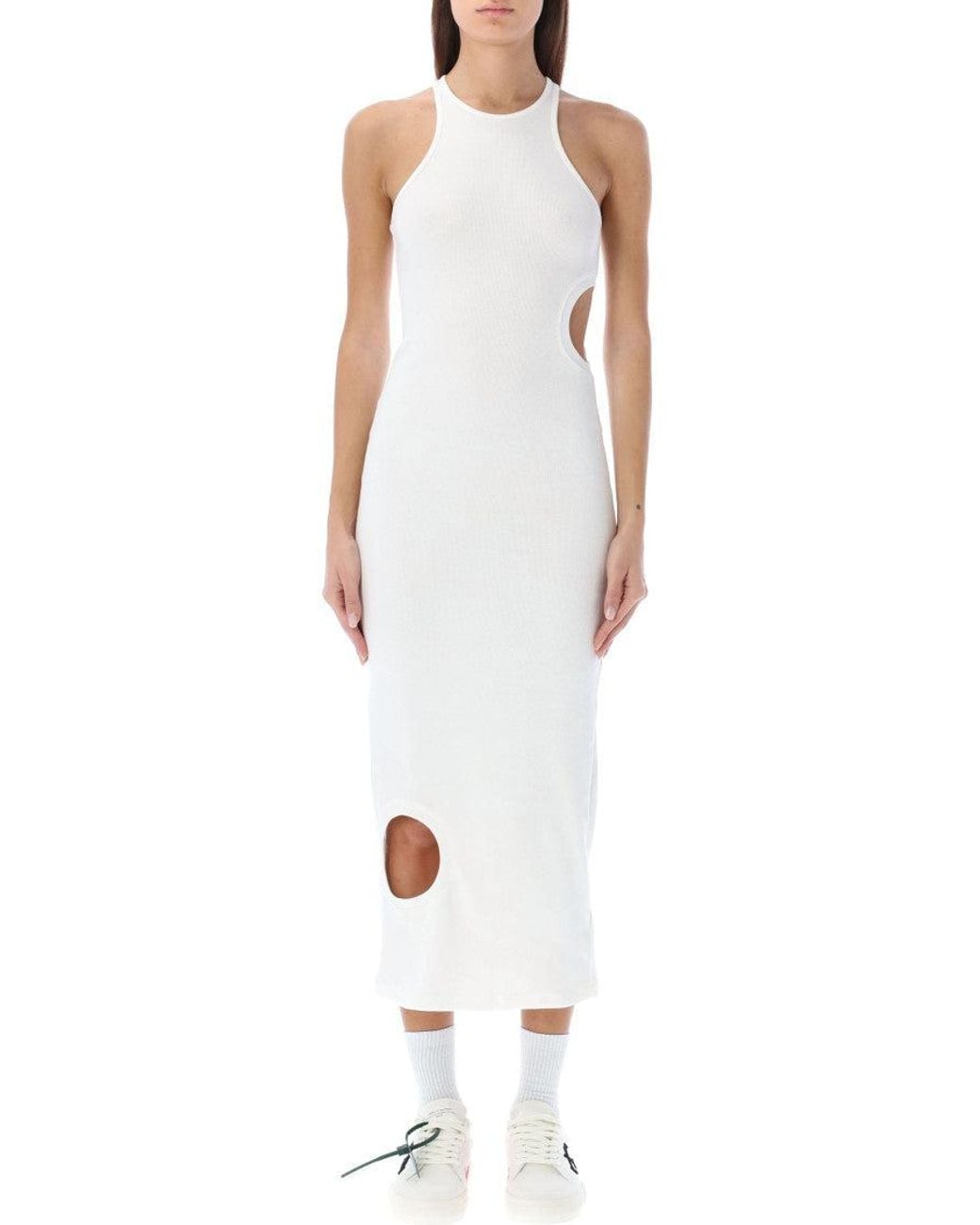 Off-White c/o Virgil Abloh White Halter Neck Midi Dress
