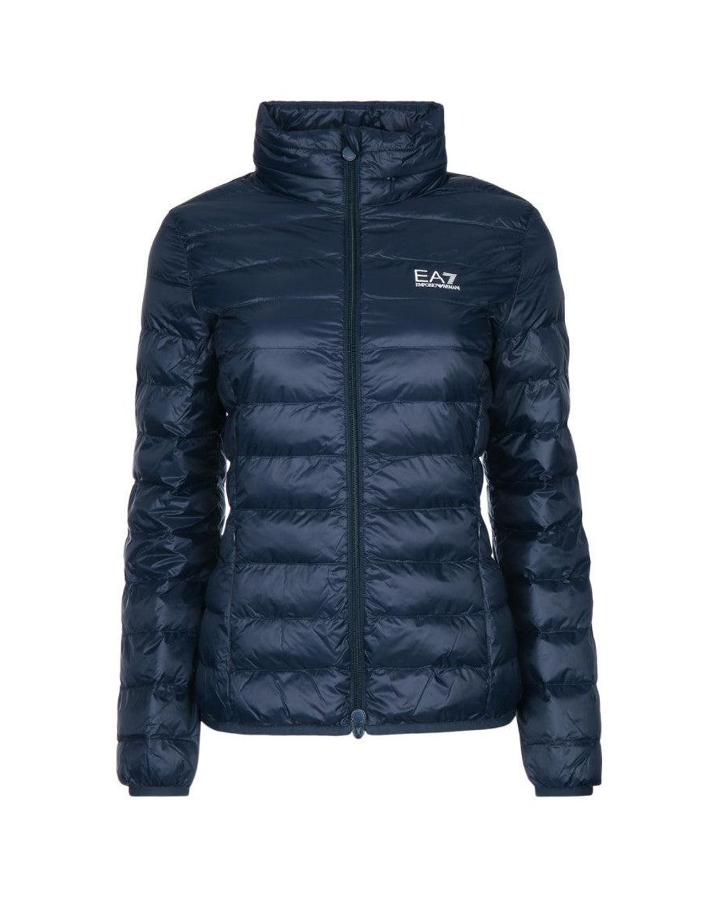 EA7 Blue Quilted Mock Collar Jacket