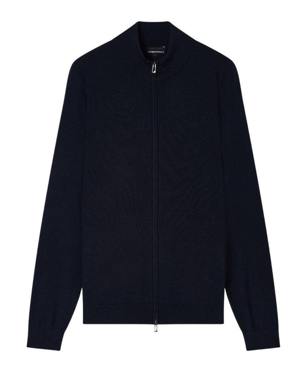 Emporio Armani Blue Solid Zip Up Jacket for men