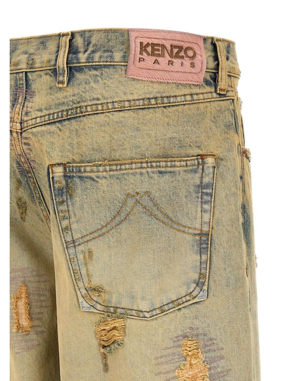 KENZO Natural Kuroki Distressed Jeans for men