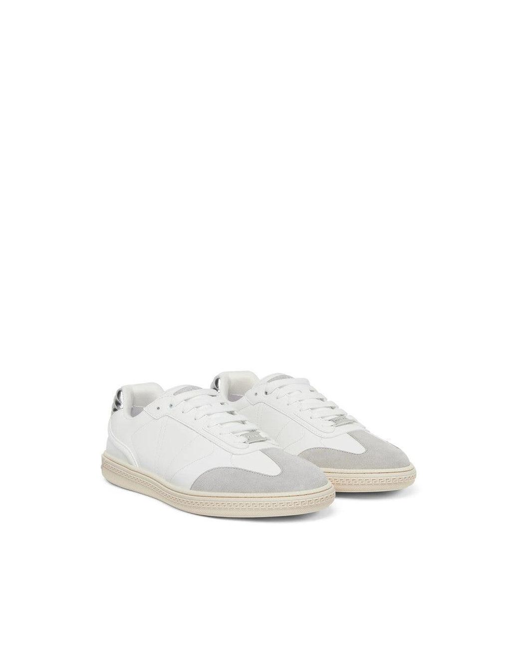 Versace White Greca Court Sneakers for men