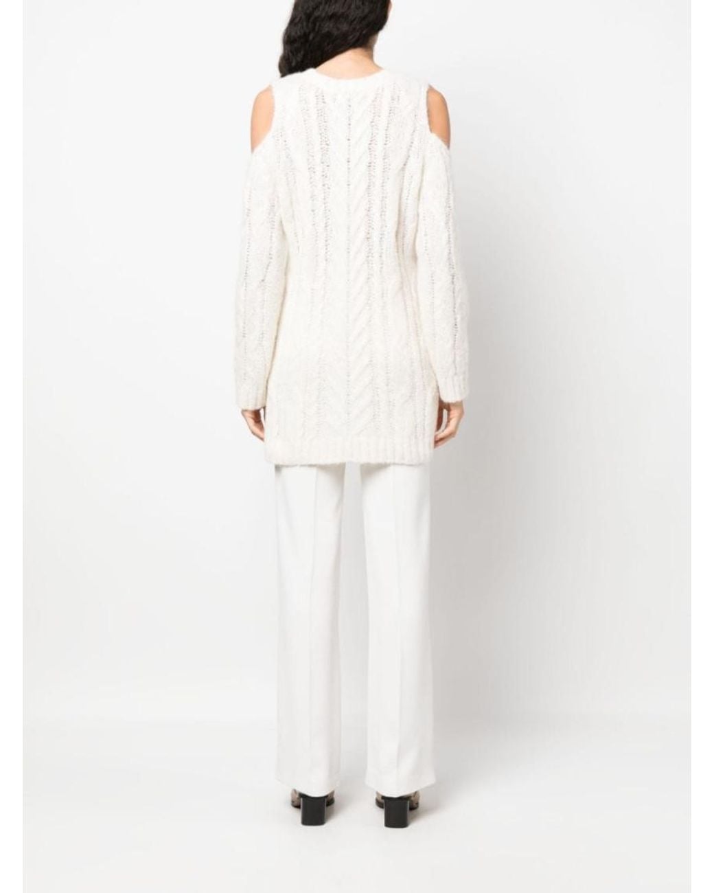 P.A.R.O.S.H. White Off-Shoulder Crochet Jumper