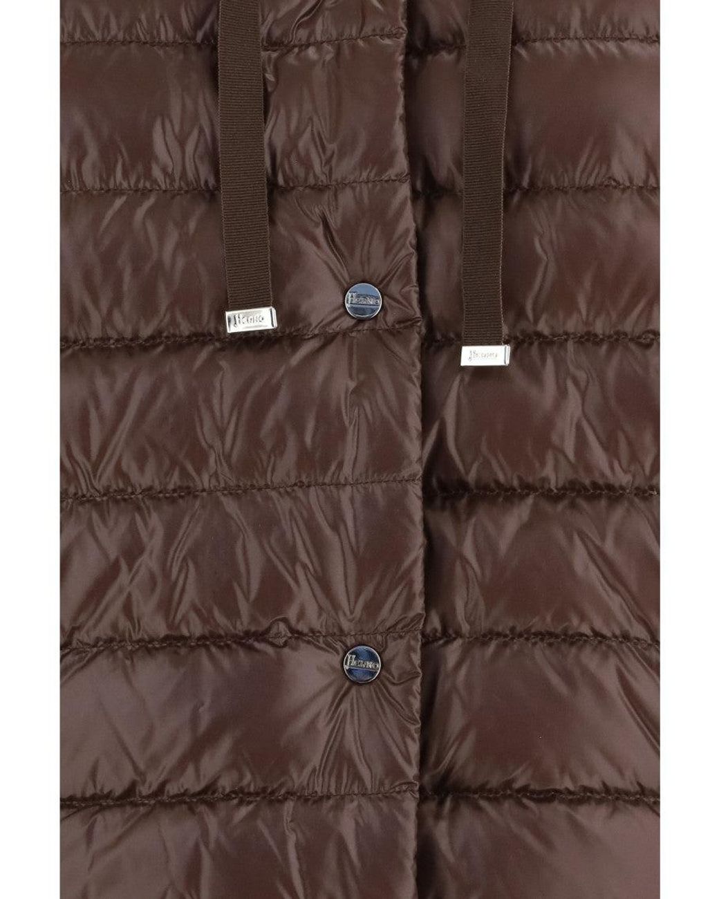 Herno Brown Down Jacket With Wool Sleeves