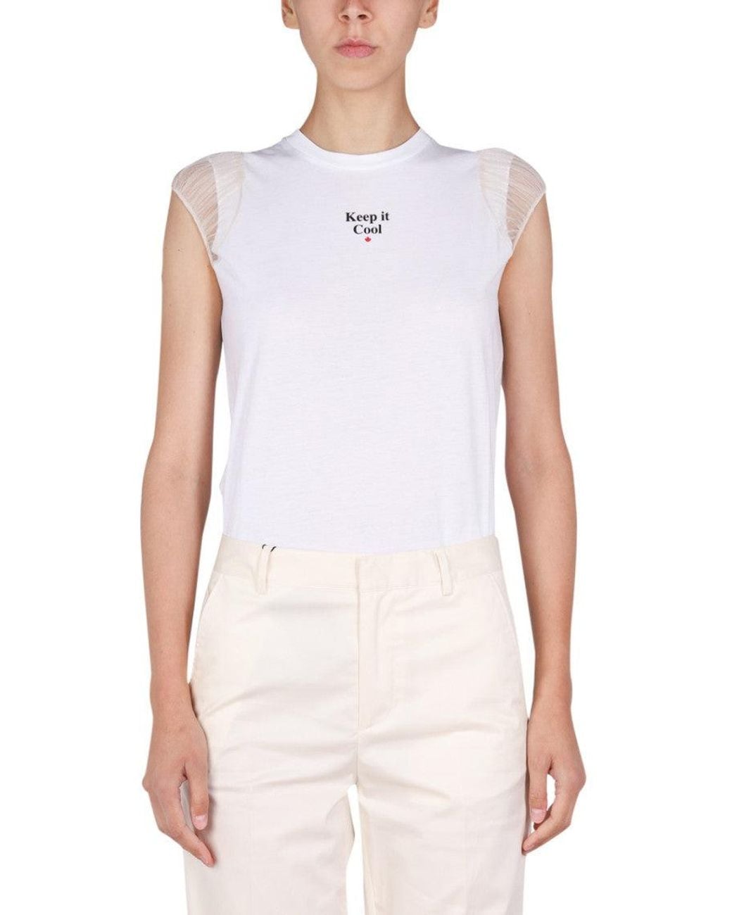 DSquared² White Graphic Crew Neck T-Shirt