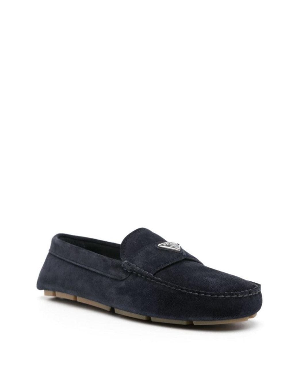 Prada Blue Logo Loafers for men