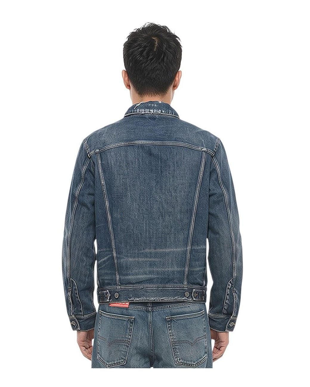DIESEL Blue Distressed Denim Jacket for men